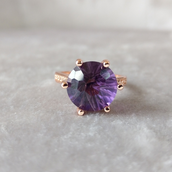 🔥LAST 1🔥NEW STUNNING ROSE GOLD PLATED AMETHYST RING - Picture 9 of 16